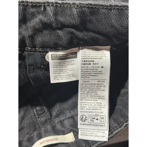 Levis Womens Black Wide Leg High Rise Denim Jeans Size 24 Streetwear Casual - Image 4