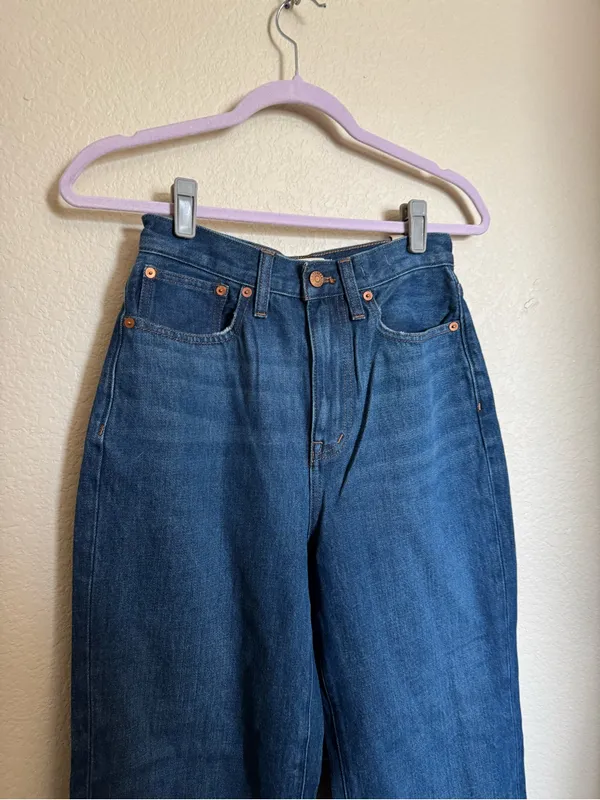 Madewell Baggy Straight‎ Jeans Sz 25 Worn Indigo Wash Dark Wash Hemp Blend NEW - Image 5