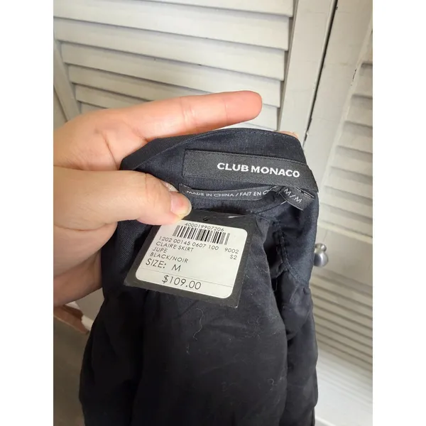 Club Monaco Claire Black Silk/Linen Blend Wrap Skirt, Sz Medium NWT $109 retail - Image 4