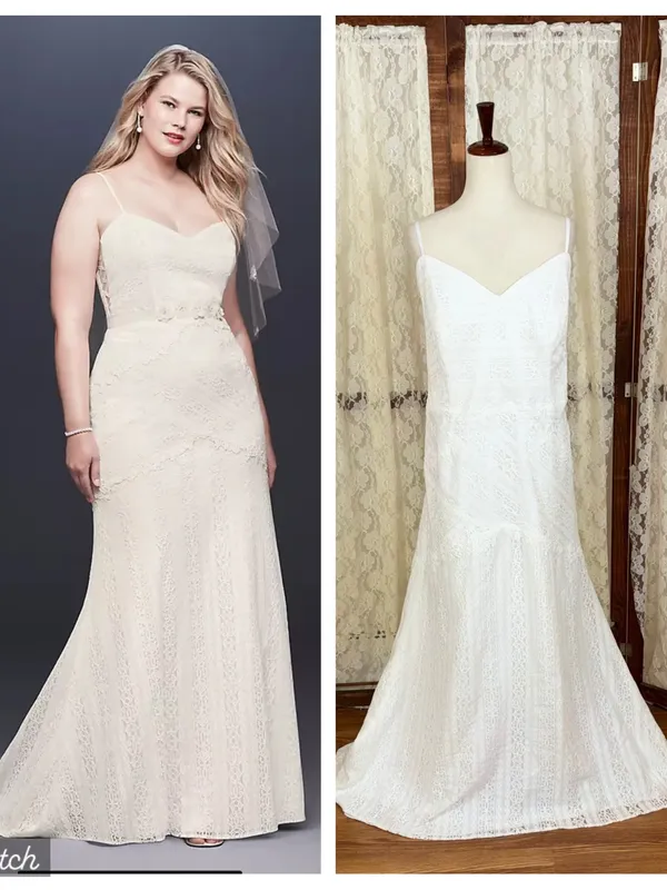 Gorgeous New Galina by David’s Bridal Crochet Lace Slip Wedding Gown - Image 3