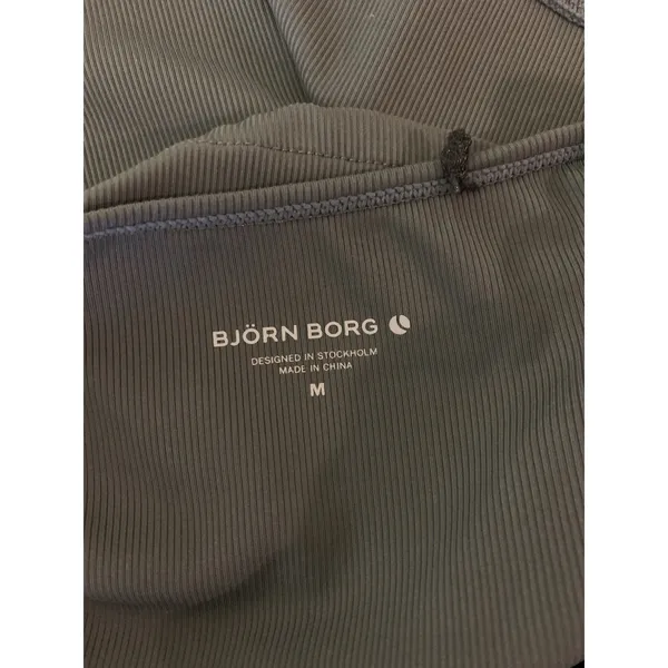 Björn Borg Green Ribbed Shelf Bra‎ Tank Top Crossback Activewear M - Image 3