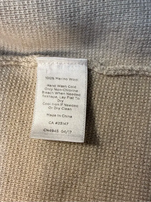 Talbots Pure Marino Wool Beige Crewneck Button-Front Cardigan - Image 7