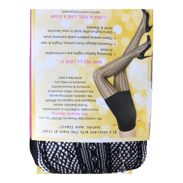 SPANX Star Power Center Stage Double Diamond Stripe Shaping Tights Black Size C - Image 11