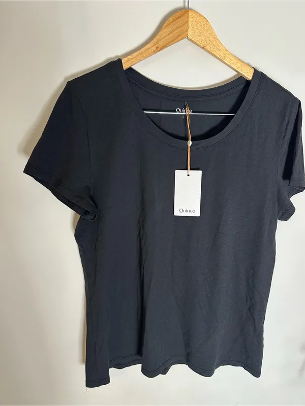 NWT Quince Cotton Modal scoop neck tee black large - Image 2