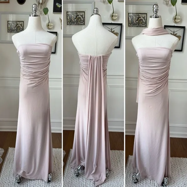 City Studio Nude Strapless Formal Gown Scarf Train XXS 1 - Image 2