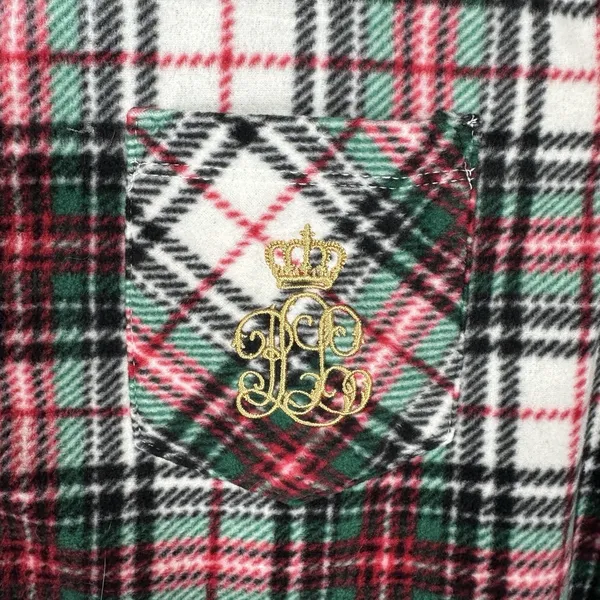 Lauren Ralph Lauren Fleece Pajama Set Womens XL Red Green Plaid Sleepwear‎ Logo - Image 4