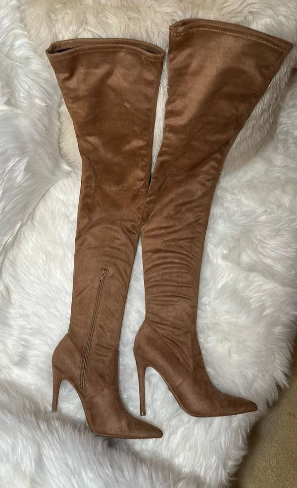 Brown Suede Boots Tan Size 7 - Image 2