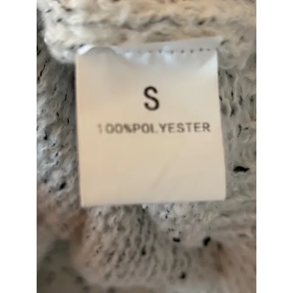 Cream Black Flecked Chunky Knit Crewneck Sweater Small Marl Pullover - Image 4
