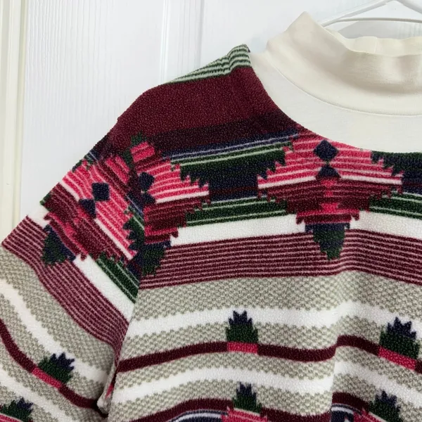 Vintage Blair Aztec tribal layered turtleneck fleece long sleeve sweater medium‎ - Image 2