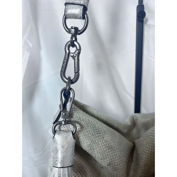 Suri‎ Frey Crossbody Shoulder Hobo Bag Purse Silver Vegan Tassel EUC - Image 3