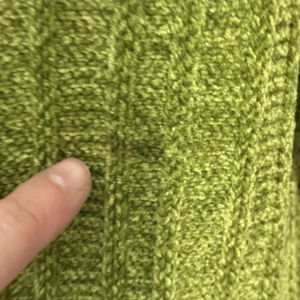Vintage 90s Small Chenille Sweater Cardigan Peter Pan Collar Pockets‎ Green Cozy - Image 7