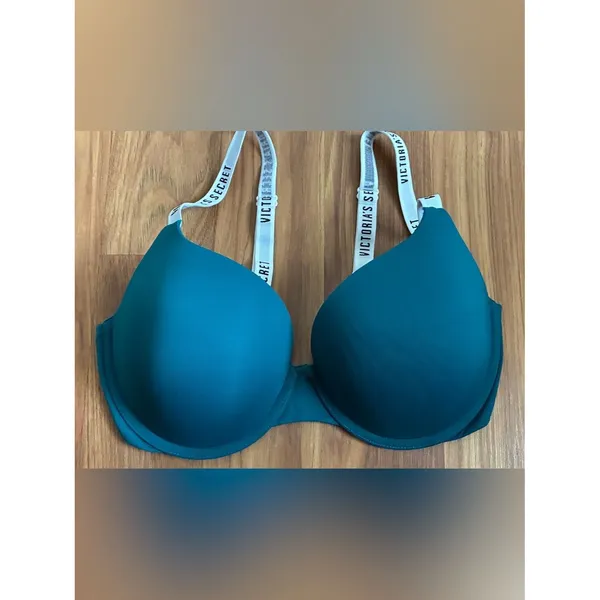 Victoria's Secret Logo Strap Push-Up Bra (Teal) Size 38 C - Image 2