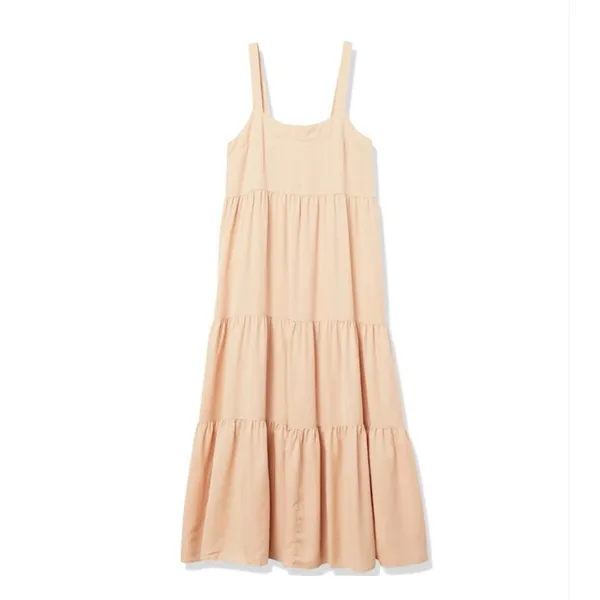 The Drop Beige Brit Tiered Ankle Maxi Tent Dress Size L Ginger, NWT - Image 2
