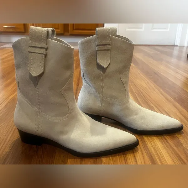 Frame Le Dallas Suede Booties Western Ankle Booties Misty white 38 1/2 - Image 2