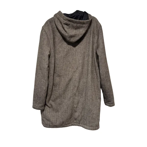 And Now This Brown Herringbone Hooded Coat M Size M - Image 12