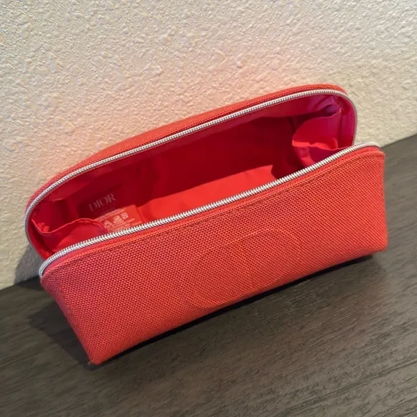 Christian Dior Coral Canvas Cosmetic Vanity Case Travel Jewelry Makeup Organizer - Image 2