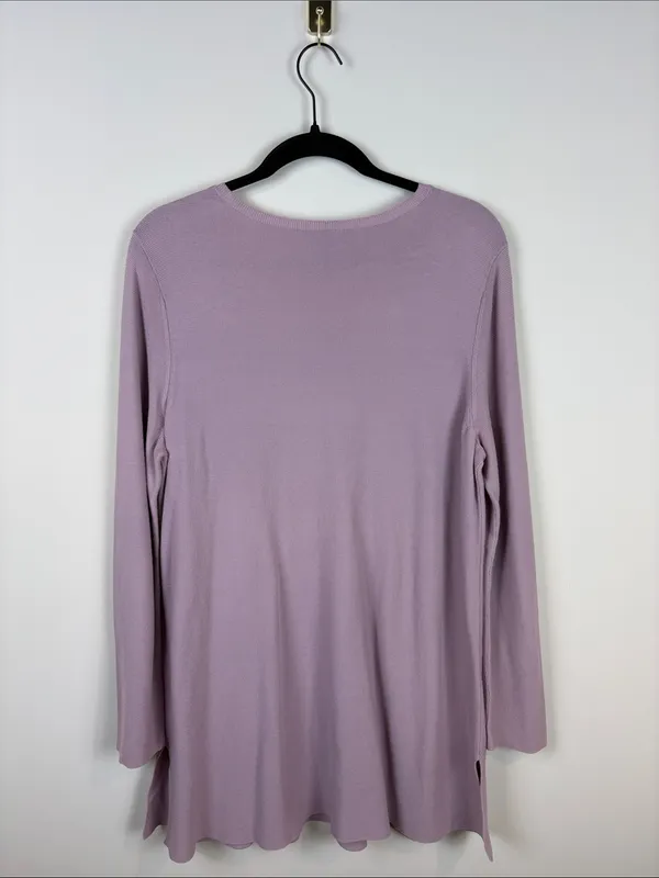 Eileen Fisher Organic Cotton V-Neck Knit Tunic Sweater Women’s Large Purple - Image 7
