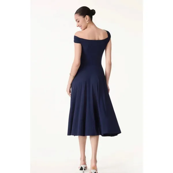 Brand New OGL Women's Size Small Black Cold Shoulder Midi Dress - Image 5