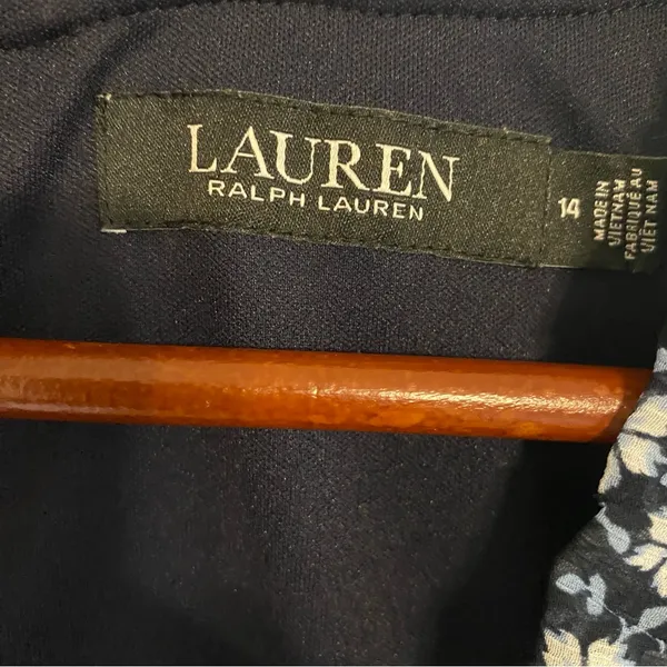 Lauren Ralph Lauren Mini Dress 14‎ Navy Blue Floral Cottagecore Preppy Feminine - Image 2