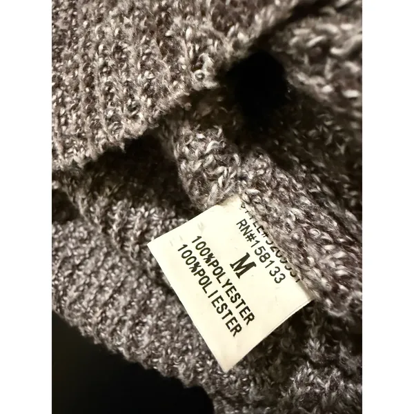 Pink Clover Womens Marled Knit Sweater Brown White Button Side Pullover Medium - Image 7