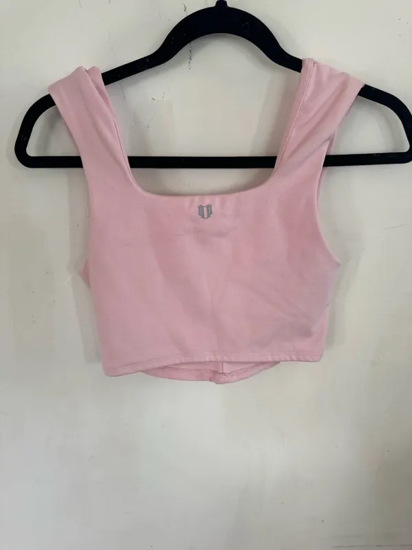 EleVen by Venus Williams Pink Ruched Scoop Crop Tank - Image 5