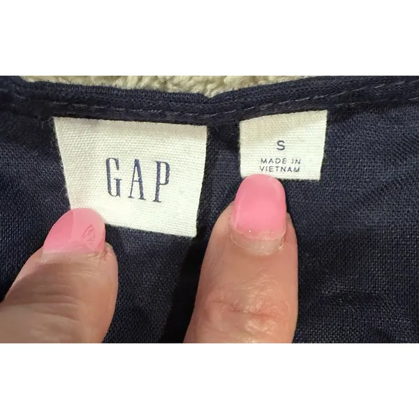 GAP Linen Navy Blue Ruffle Wrap Cami Cotton/Linen Dress navy blue Size Small - Image 7