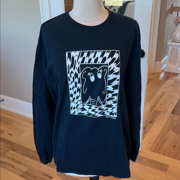 Elephant Long Sleeve Cotton Black T Shirt - Image 4