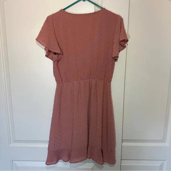 Mi Ami Sold at Francesca’s Audrey Clip Dot Wrap Dress‎ Pink Size: Large - Image 4