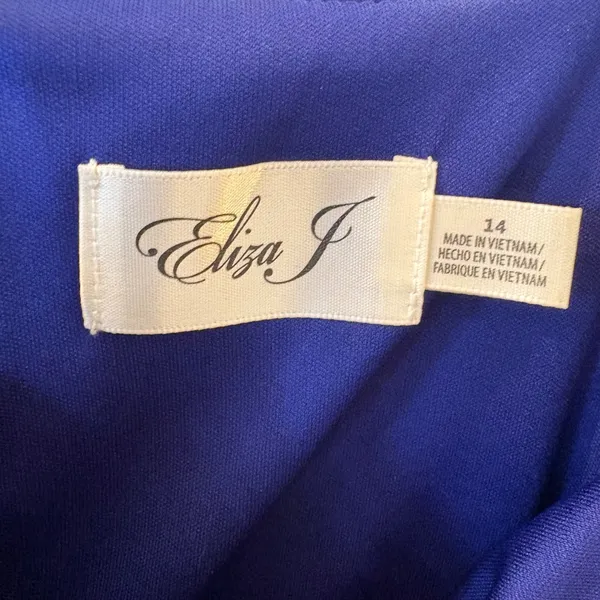 Eliza J Royal‎ Blue Cold Shoulder Ruffle Chiffon Dress Size 14 - Image 5