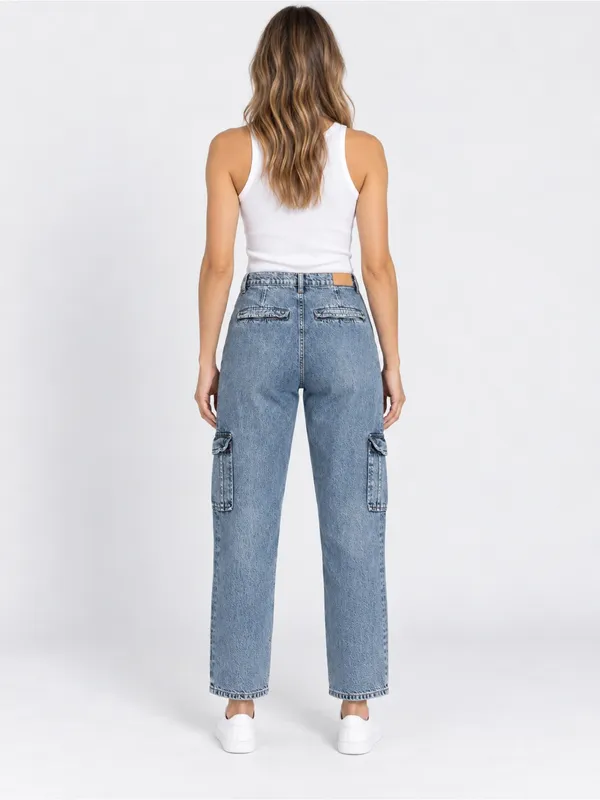 RAILS Cargo Jeans Women’s Size 27 Blue Straight Leg Utility Denim Pants - Image 9