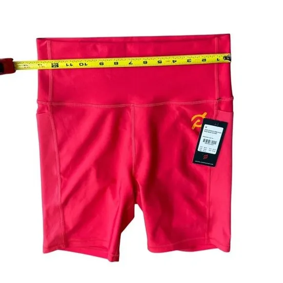 Peloton Women’s M Endurance Rib Highrise Biker Shorts Bright‎ Pink Pockets NWT - Image 9