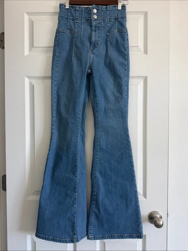 Free People We The Free Jayde Flare Jeans Sunburst Blue Size 27 - Image 2