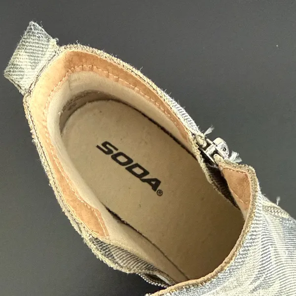 Soda Beige and Blue‎ Striped Wedge Sneaker Bootie Sz 6.5 - Image 7