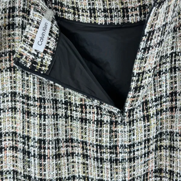 Calvin Klein Womens Multi Color Tweed Plaid Pencil Skirt Frayed Hem Size‎ 14 - Image 4