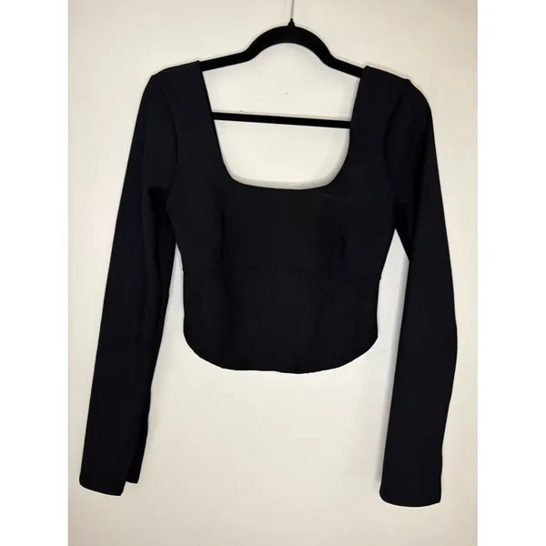 Abercrombie & Fitch Black Long Sleeve Corset Crop Top M - Image 2