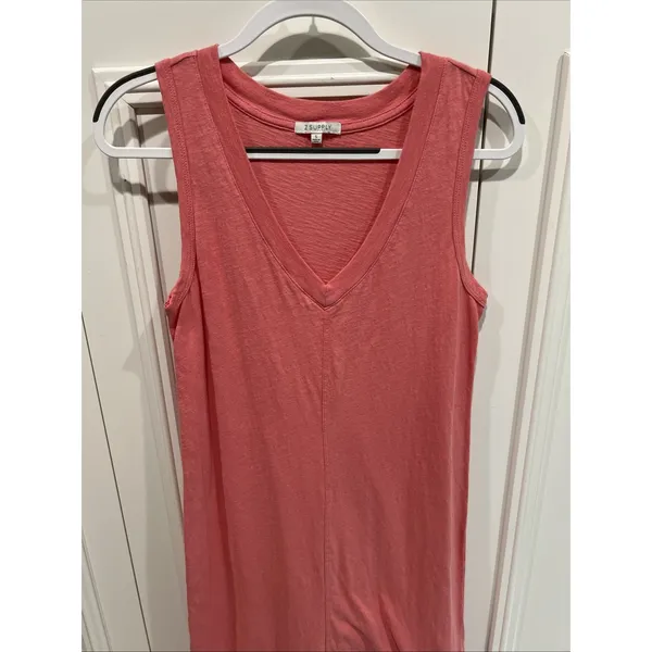 Z Supply Palisades Midi Dress Coral Pink V Neck Sleeveless Cotton Casual Resort - Image 3