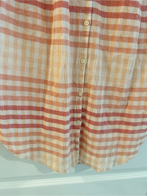 Madewell Central Tunic Shirt White Pink Gingham Size M - Image 7