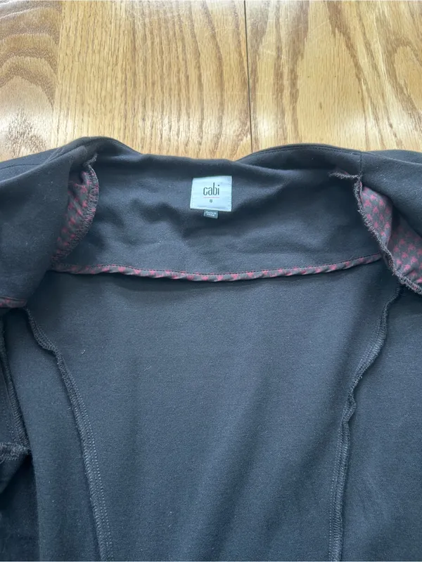 Cabi Agency Peplum Blazer Jacket Size 8 Black 3549 Ponte Knit Wrap Work Wear - Image 5