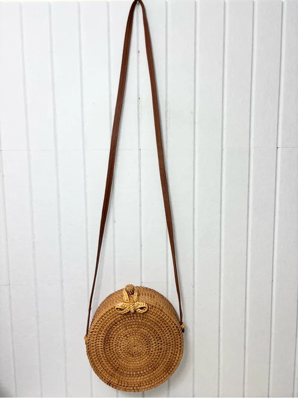 Straw Purse Handbag Summer‎ Beige Natural Handwoven Classic Wicker Rattan - Image 8