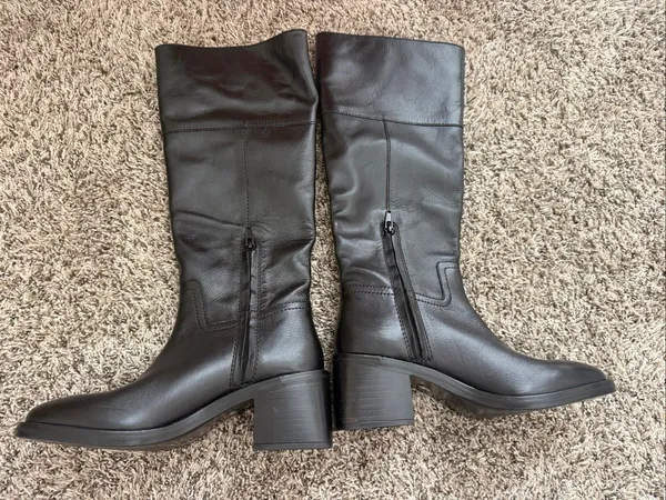 Zara Knee High Mid Heel Leather Boots Size 6 or 36 - Image 5