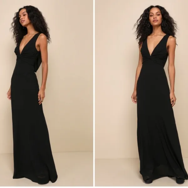 LULU's Elegant Wedding Special Event Sexy Flowy Chiffon Maxi Gown - Image 3