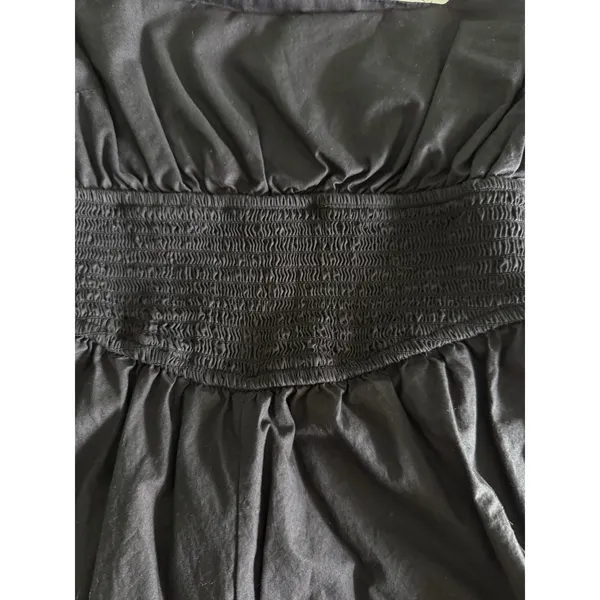 Anthropologie Maeve Puff Sleeve Smocked Romper XS Black Square-Neck Bubble Hem - Image 7