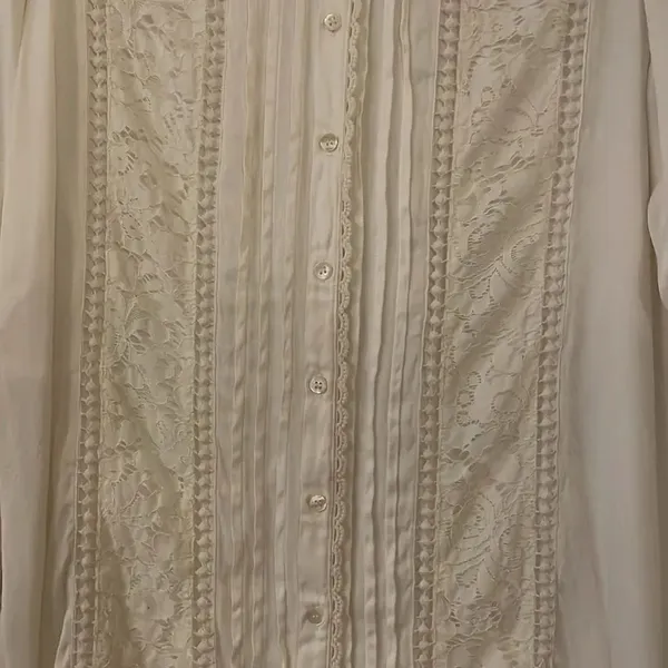 Sundance Boho Cream Lace Button Down Blouse - Image 4