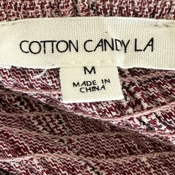 Cotton Candy LA Plaid Square Neck Crop Top Purple Dark Academia Smocked Size M - Image 5