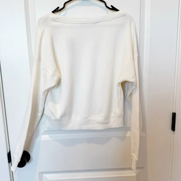 Abercrombie & Fitch White Cropped Long Sleeve Sweater‎ XS Preppy Casual Soft - Image 4