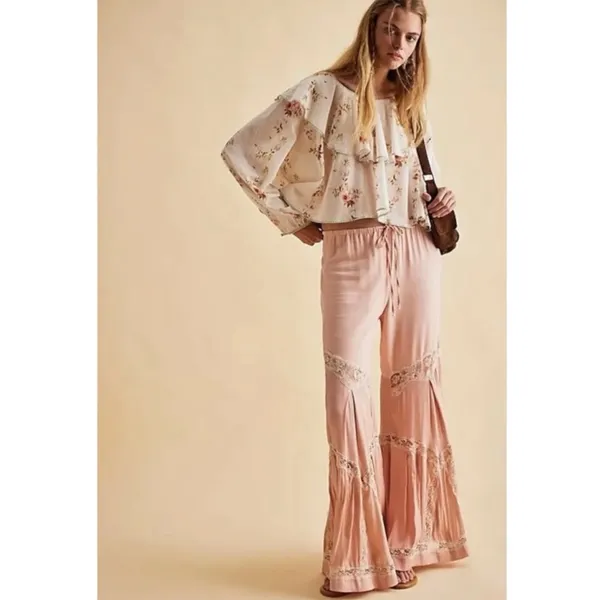 Free People Dainty Ethereal Ruffle Camilla Floral Gauze Blouse Medium Cottage - Image 6