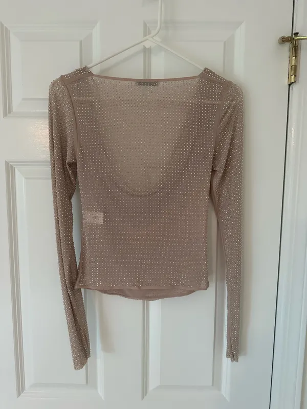 ZARA Rhinestone Tulle Shirt - Image 4