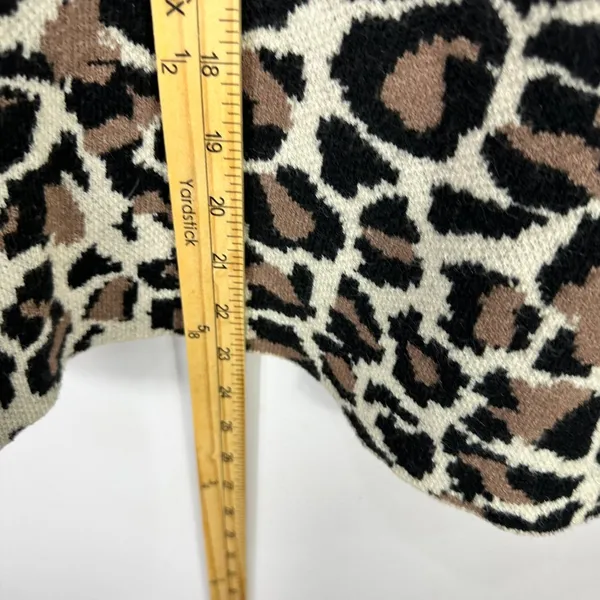 Line & Dot Leopard Sweater Womens Large Tan Black Mock Neck‎ Balloon Sleeve - Image 3