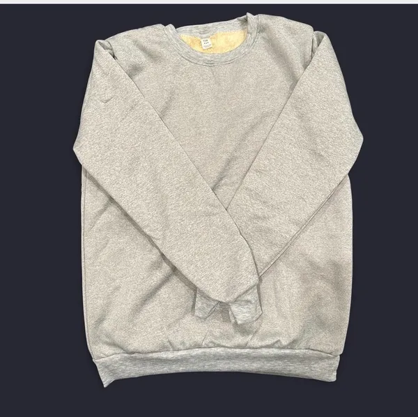 Men gray crew neck thermal sweatshirt with faux fur inside size medium - Image 5