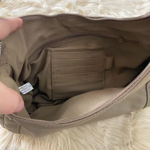Source Unknown Vintage Y2K Tan Genuine Leather Hobo Shoulder bag Phone Side Pockets - Image 6